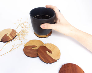 wood cut coasters held collection